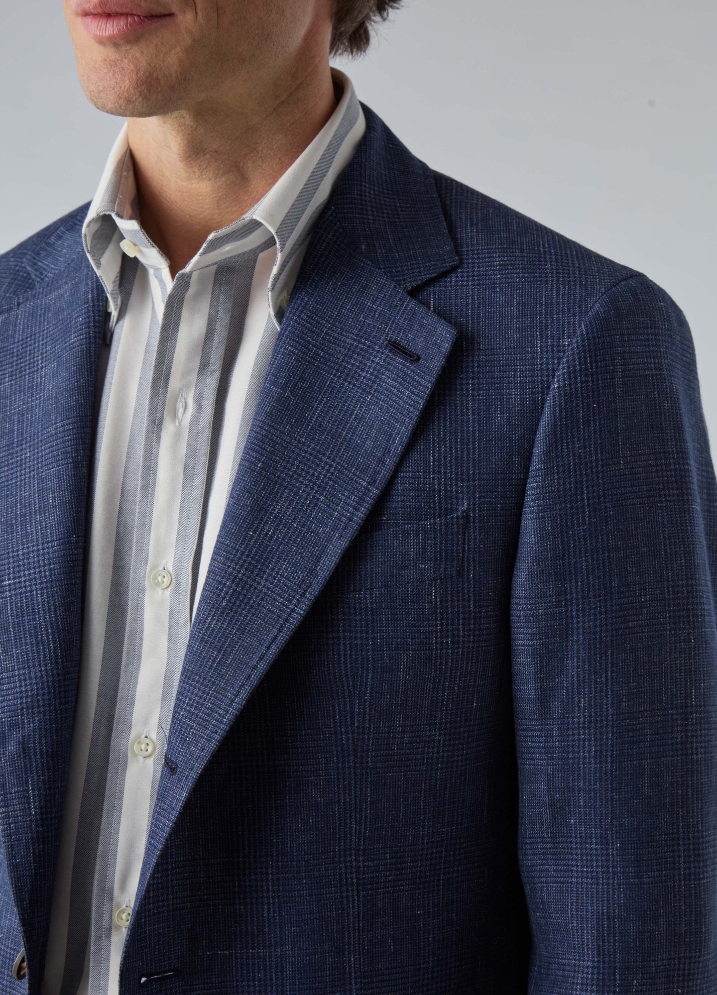 Don Sport Wool/Linen Glencheck Jacket - Blue Berg & Berg