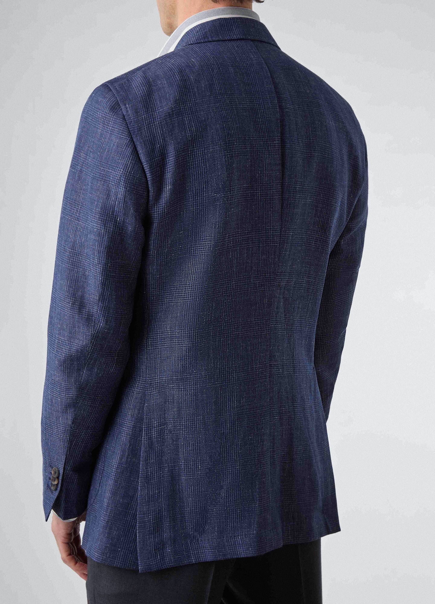 Don Sport Wool/Linen Glencheck Jacket - Blue Berg & Berg