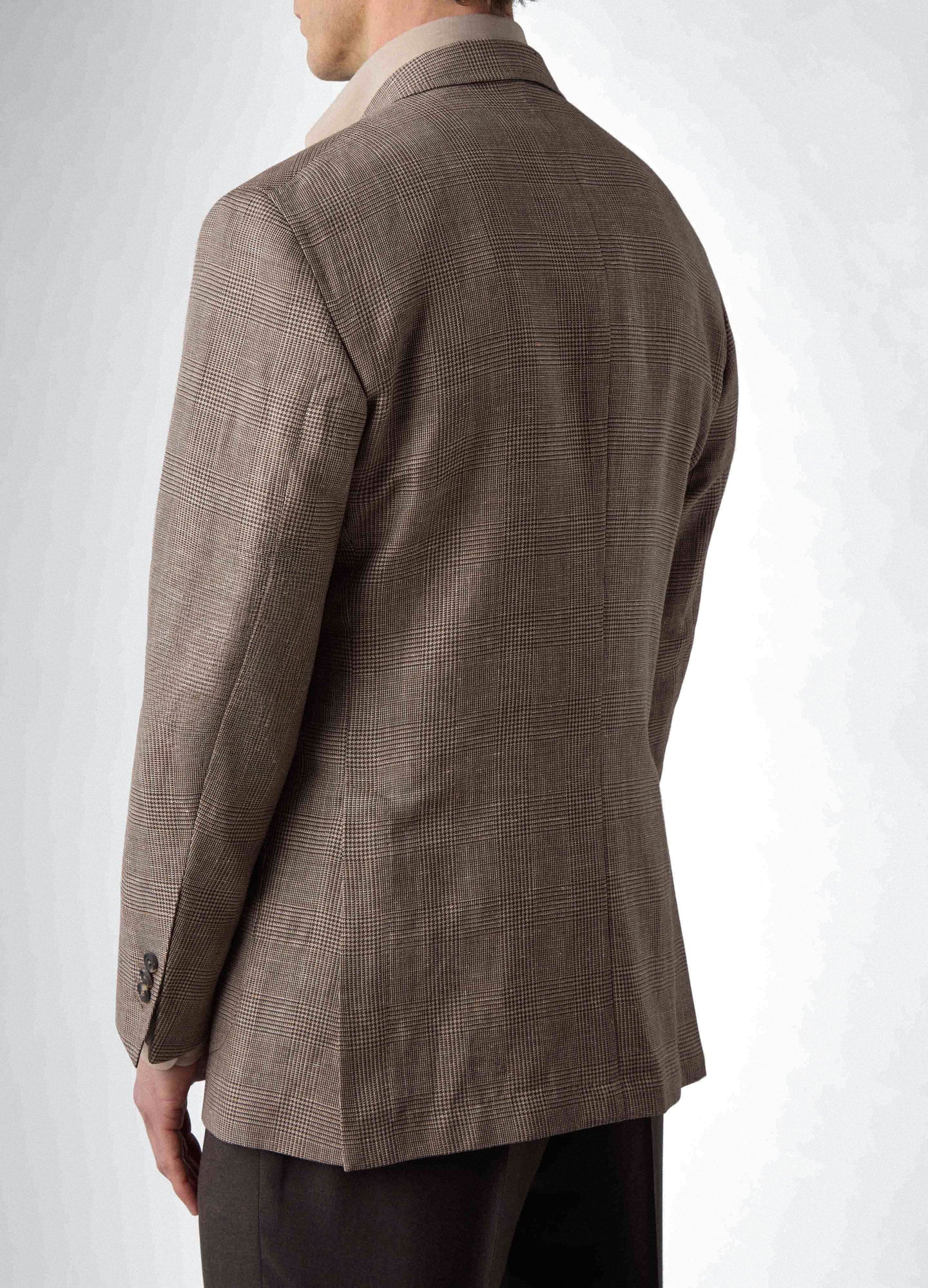 Don Sport Wool/Linen Glencheck Jacket - Brown/Beige Berg & Berg