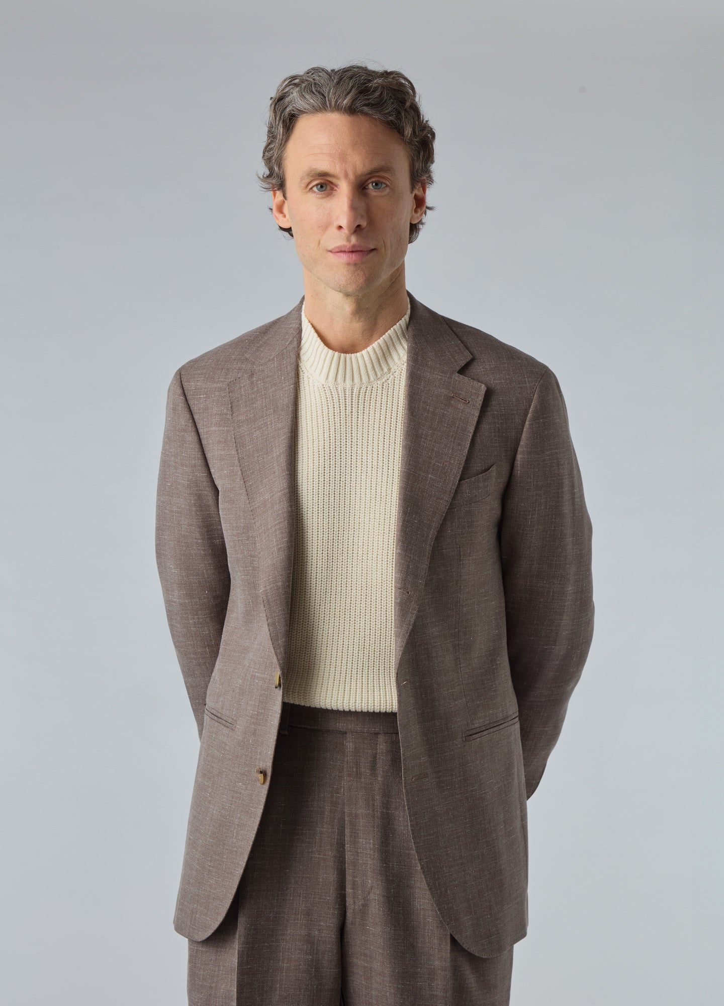 Don Wool/Silk/Linen Suit - Taupe Berg & Berg