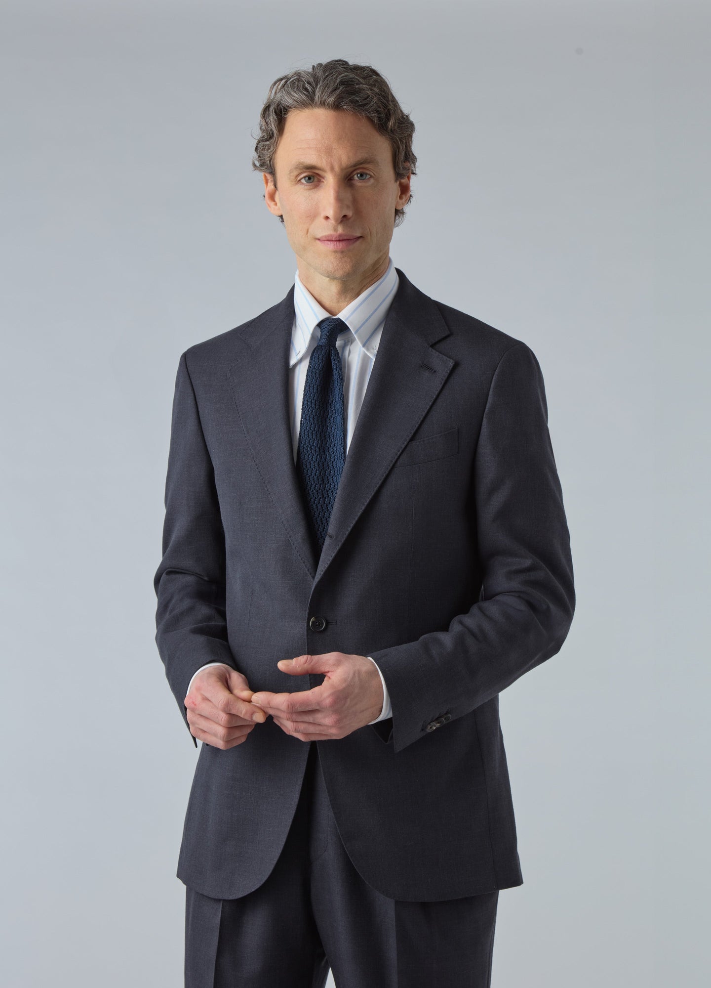 Don Wool/Silk/Linen Suit - Navy Berg & Berg