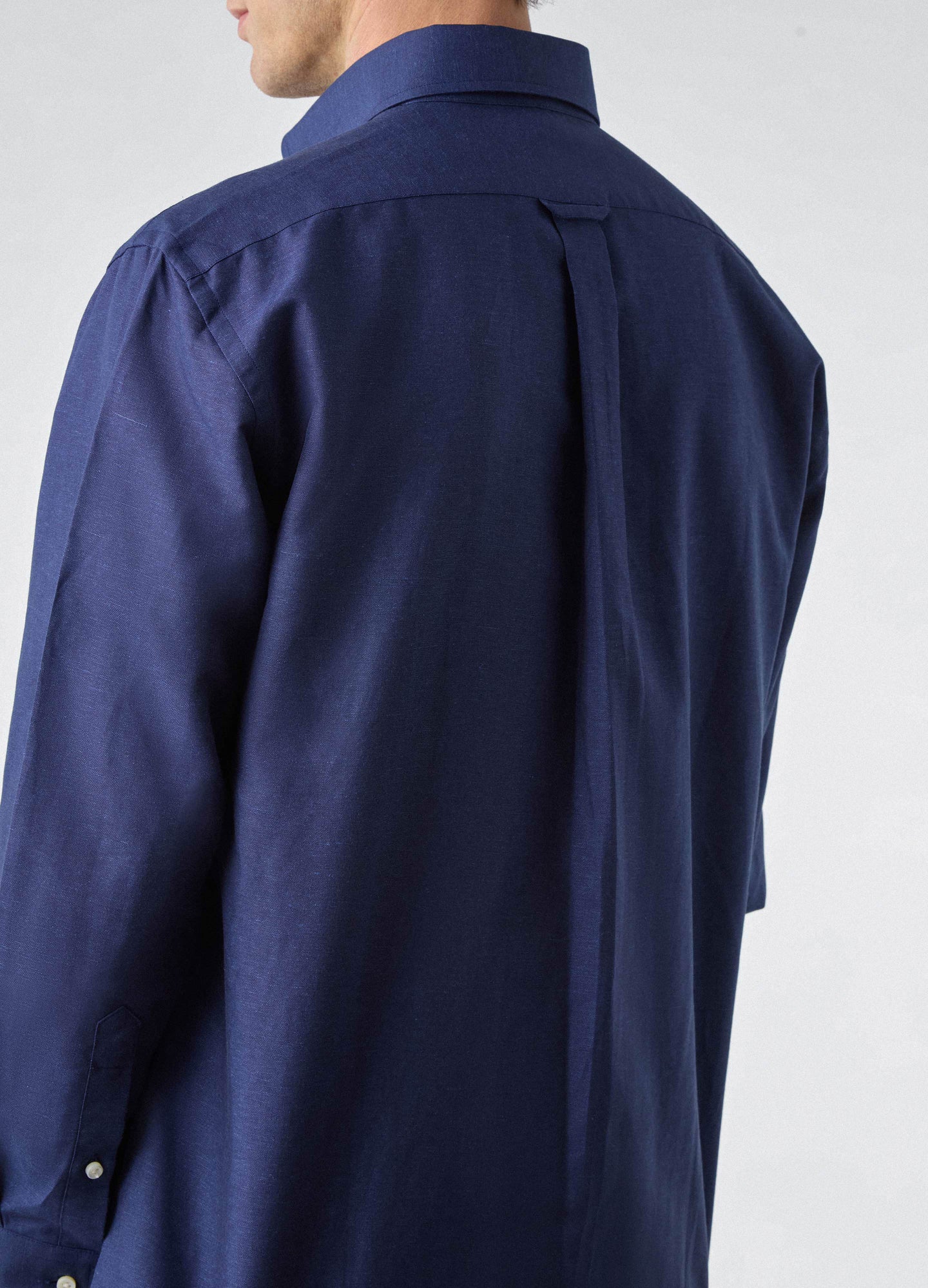 Ferdinand Cotton/Linen Button Down Shirt - Navy Berg & Berg