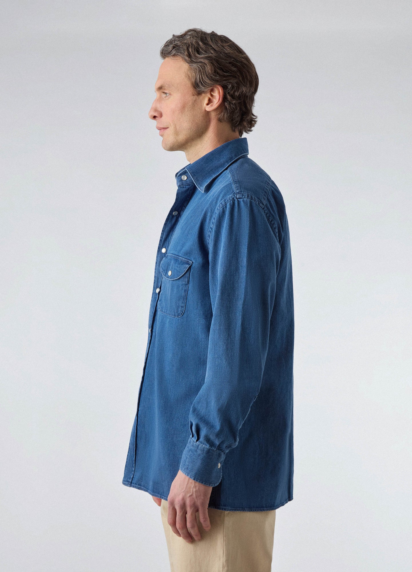 Fernando Western Shirt - Washed Denim | Berg & Berg