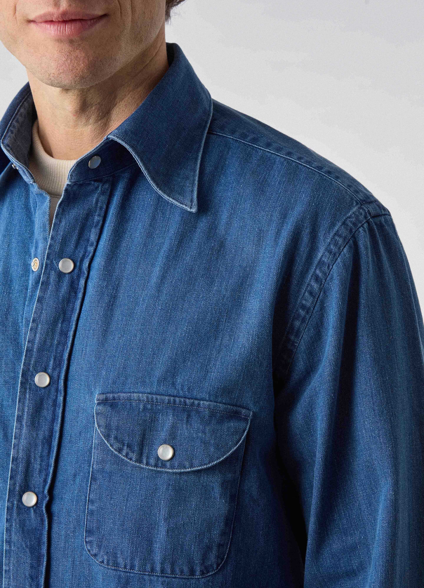 Fernando Western Shirt - Washed Denim | Berg & Berg