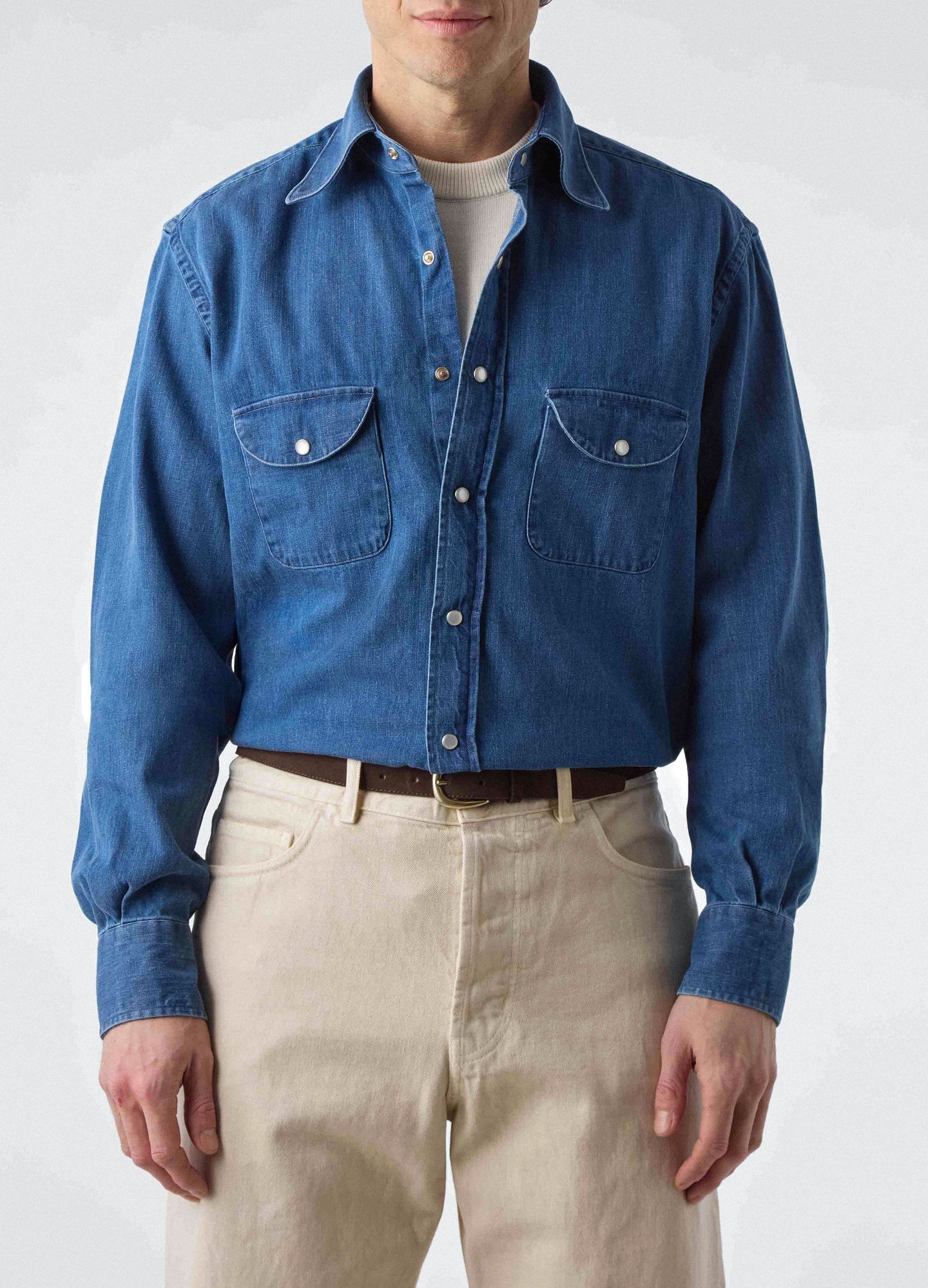 Fernando Western Shirt - Washed Denim | Berg & Berg