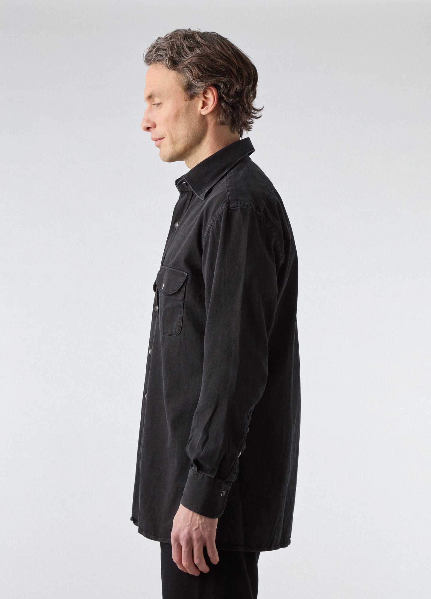 Fernando Western Shirt - Washed Black | Berg & Berg