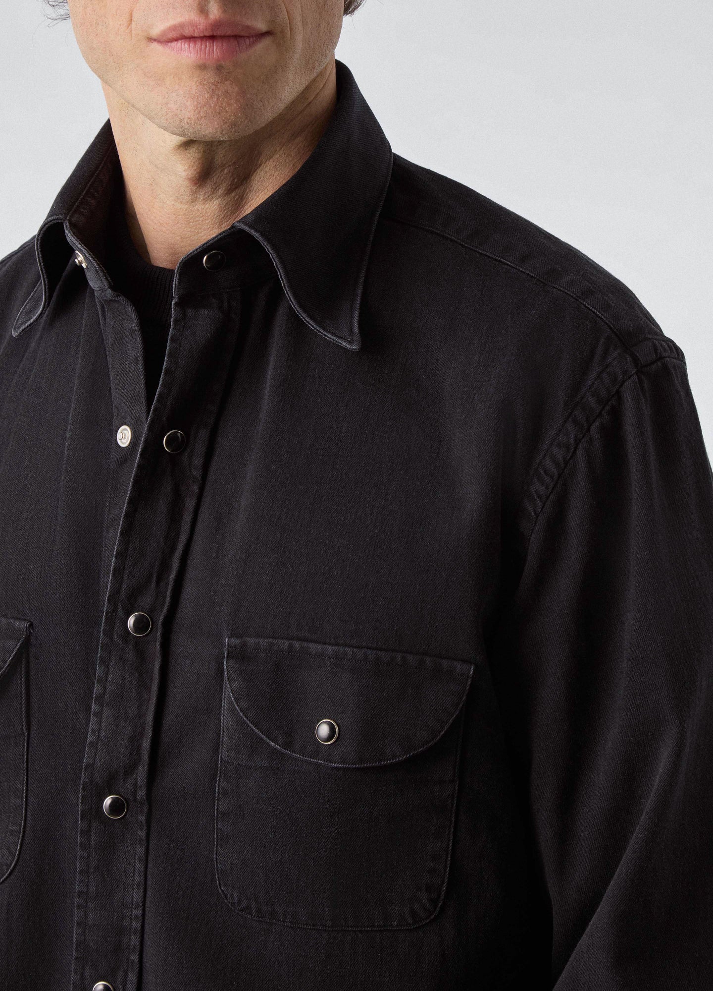 Fernando Western Shirt - Washed Black | Berg & Berg