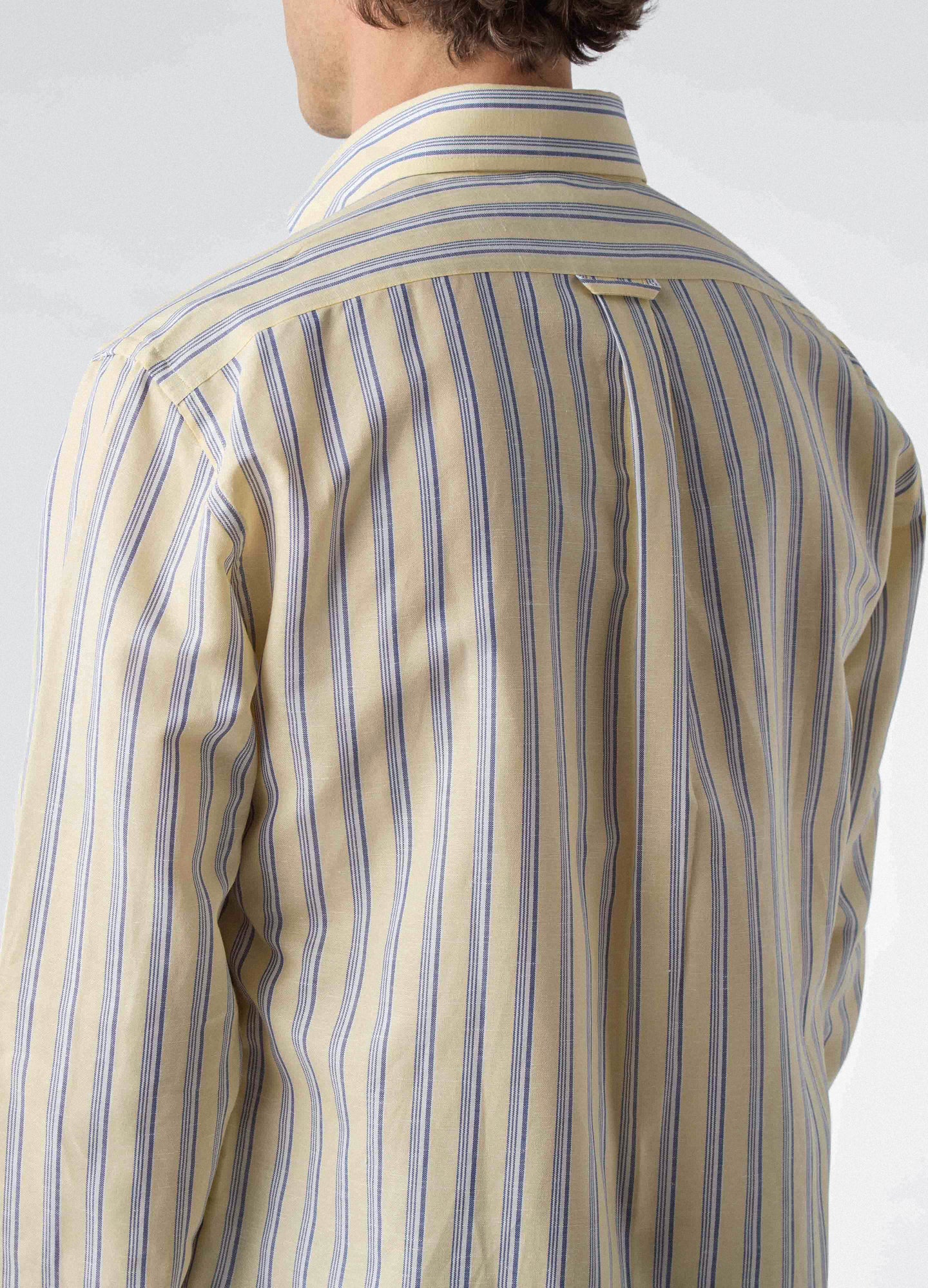 Ferdinand Cotton/Linen Button Down Shirt - Yellow/Blue/White | Berg & Berg