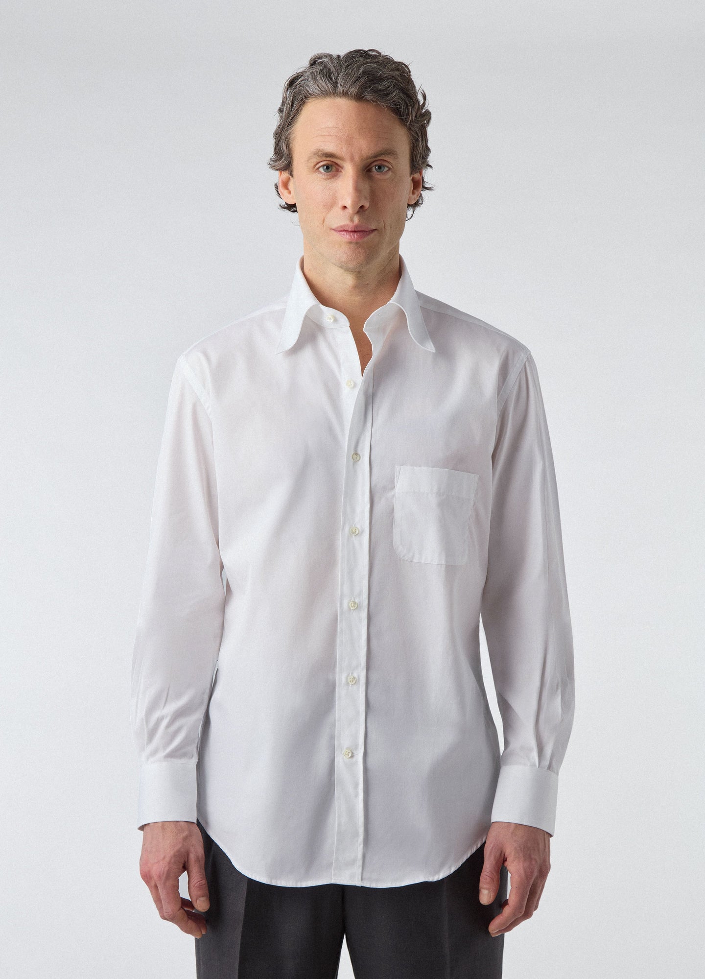 Fabian Poplin Turndown Collar Shirt - White | Berg & Berg