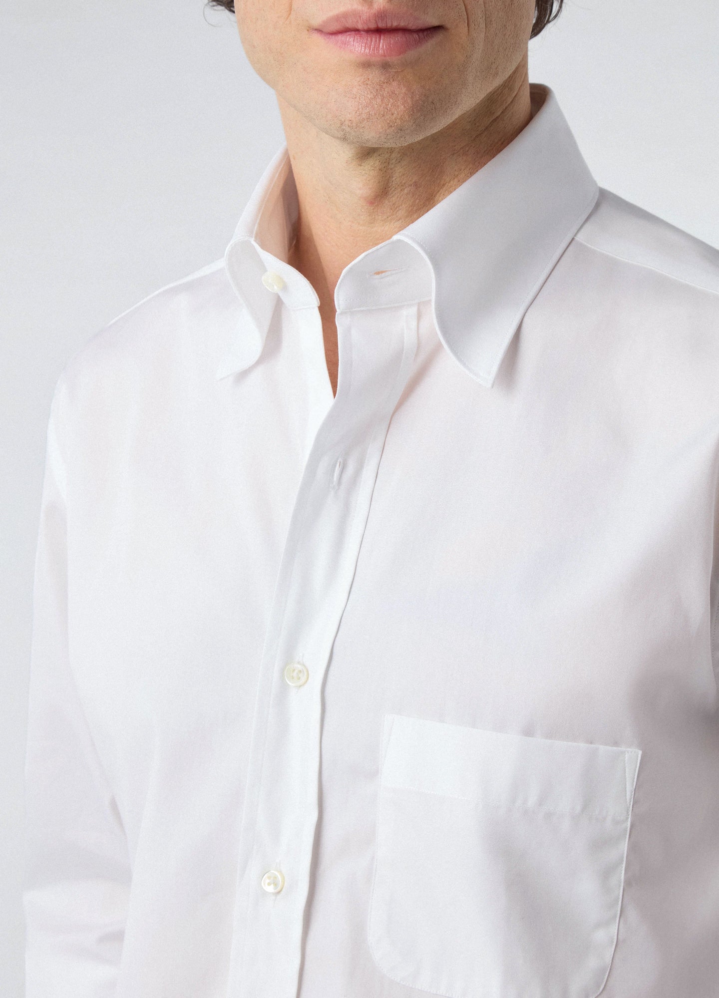 Fabian Poplin Turndown Collar Shirt - White | Berg & Berg