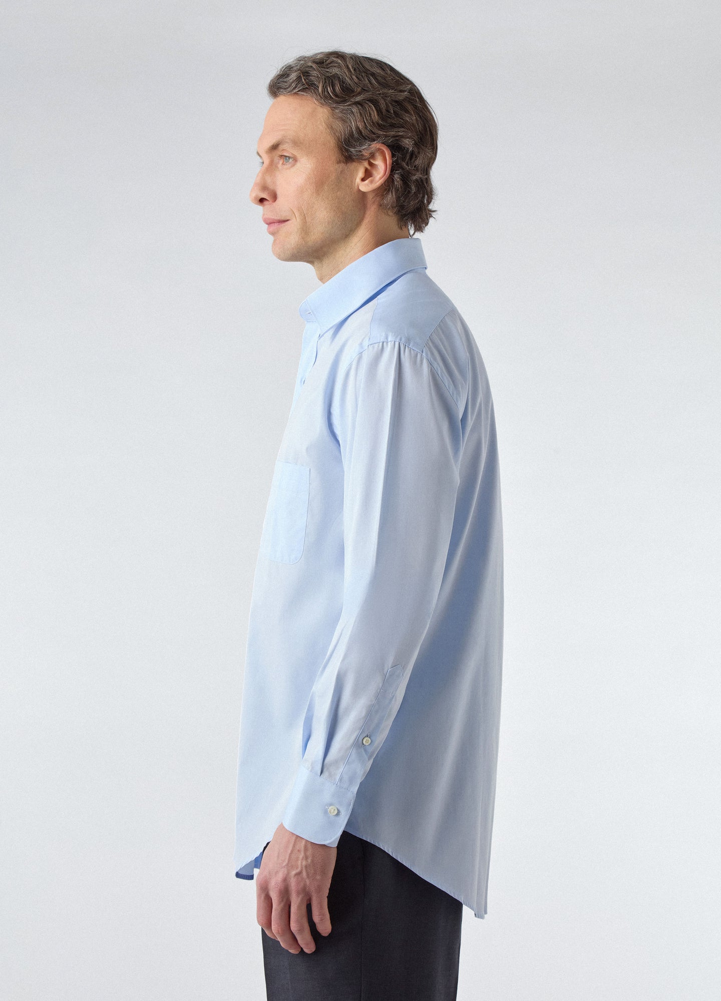 Fabian Poplin Turndown Collar Shirt - Light Blue | Berg & Berg
