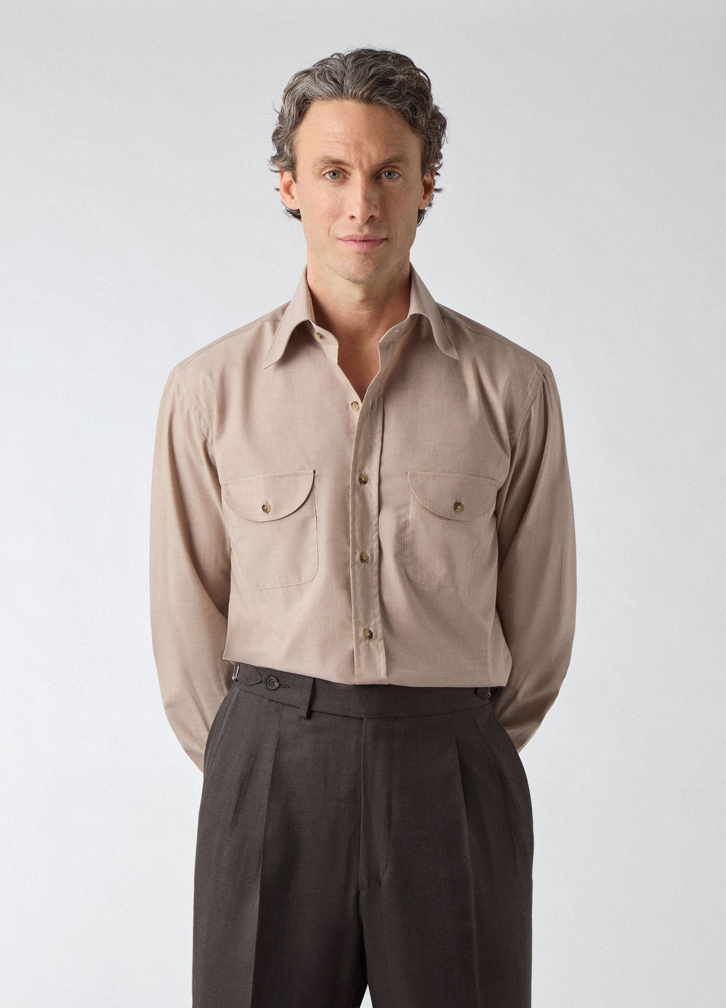 Francois Cotton/Lama Shirt - Beige | Berg & Berg