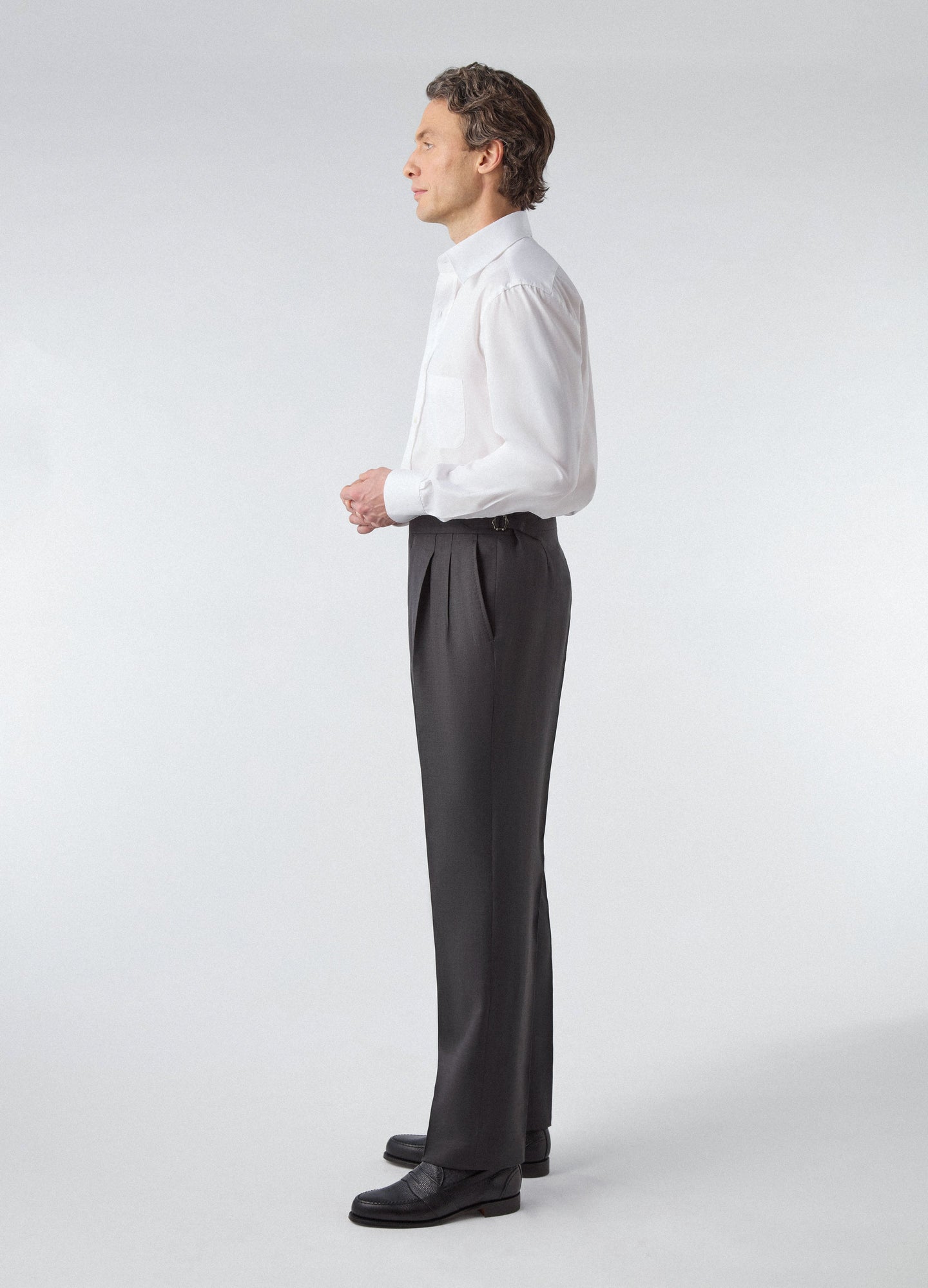 Fabian Poplin Turndown Collar Shirt - White | Berg & Berg