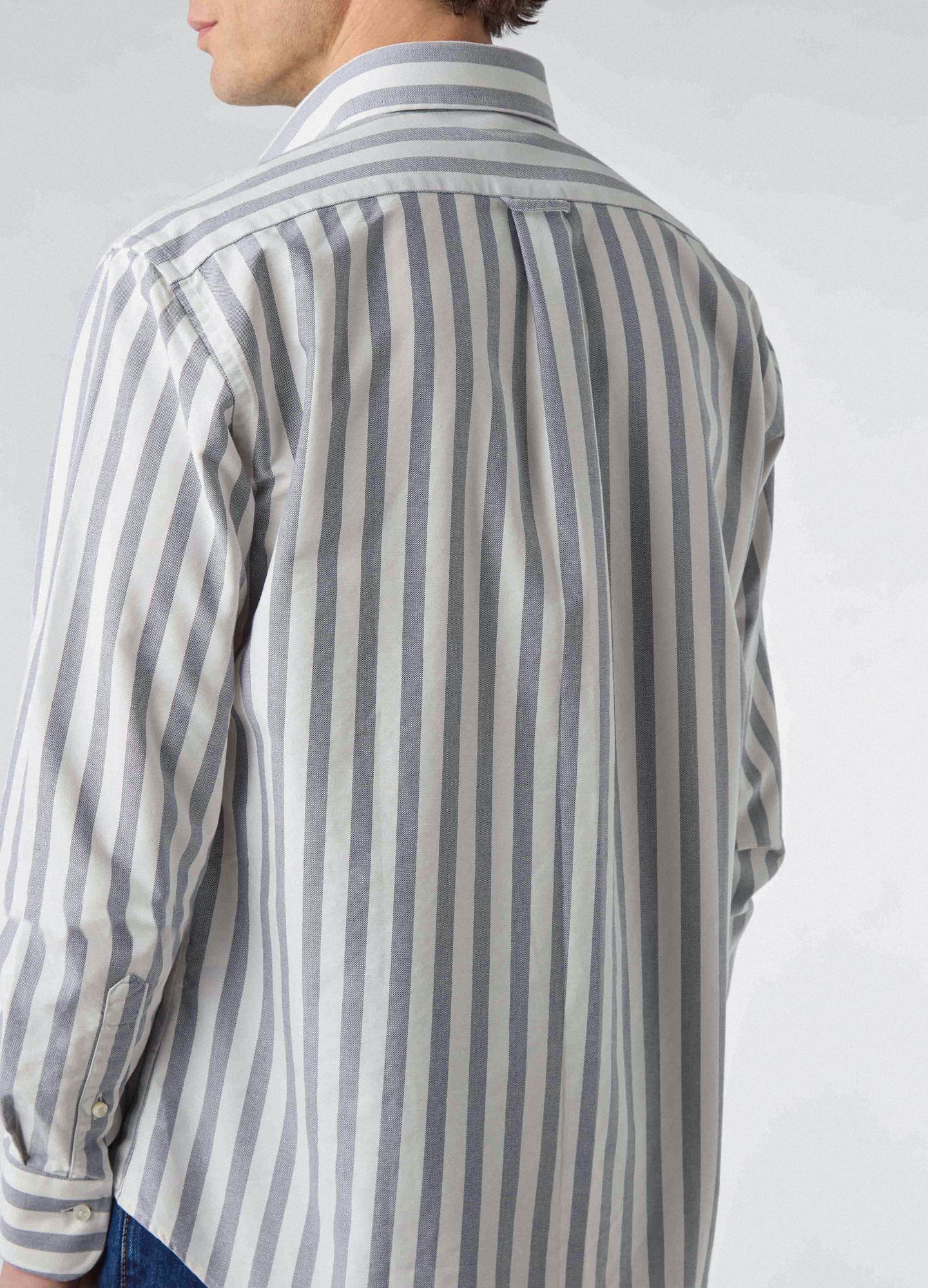 Ferdinand Oxford Button Down Shirt - Off White/Navy Butcher Stripe | Berg & Berg
