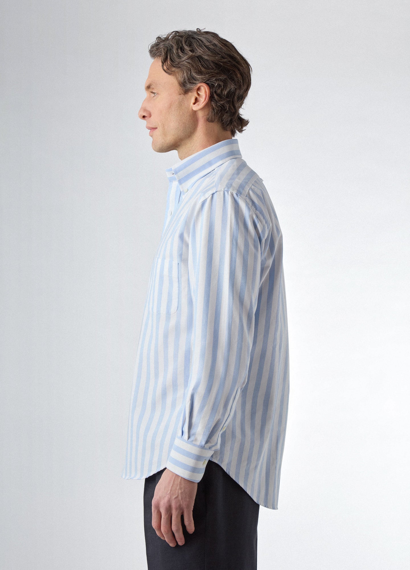 Ferdinand Oxford Button Down Shirt - White/Light Blue Butcher Stripe | Berg & Berg