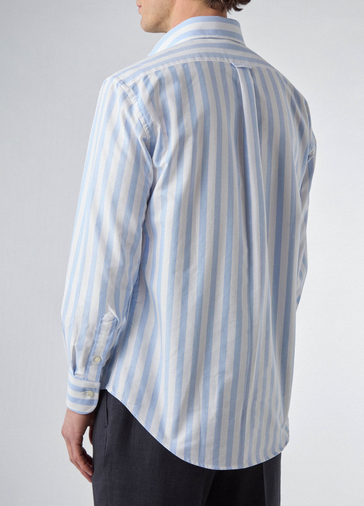 Ferdinand Oxford Button Down Shirt - White/Light Blue Butcher Stripe | Berg & Berg