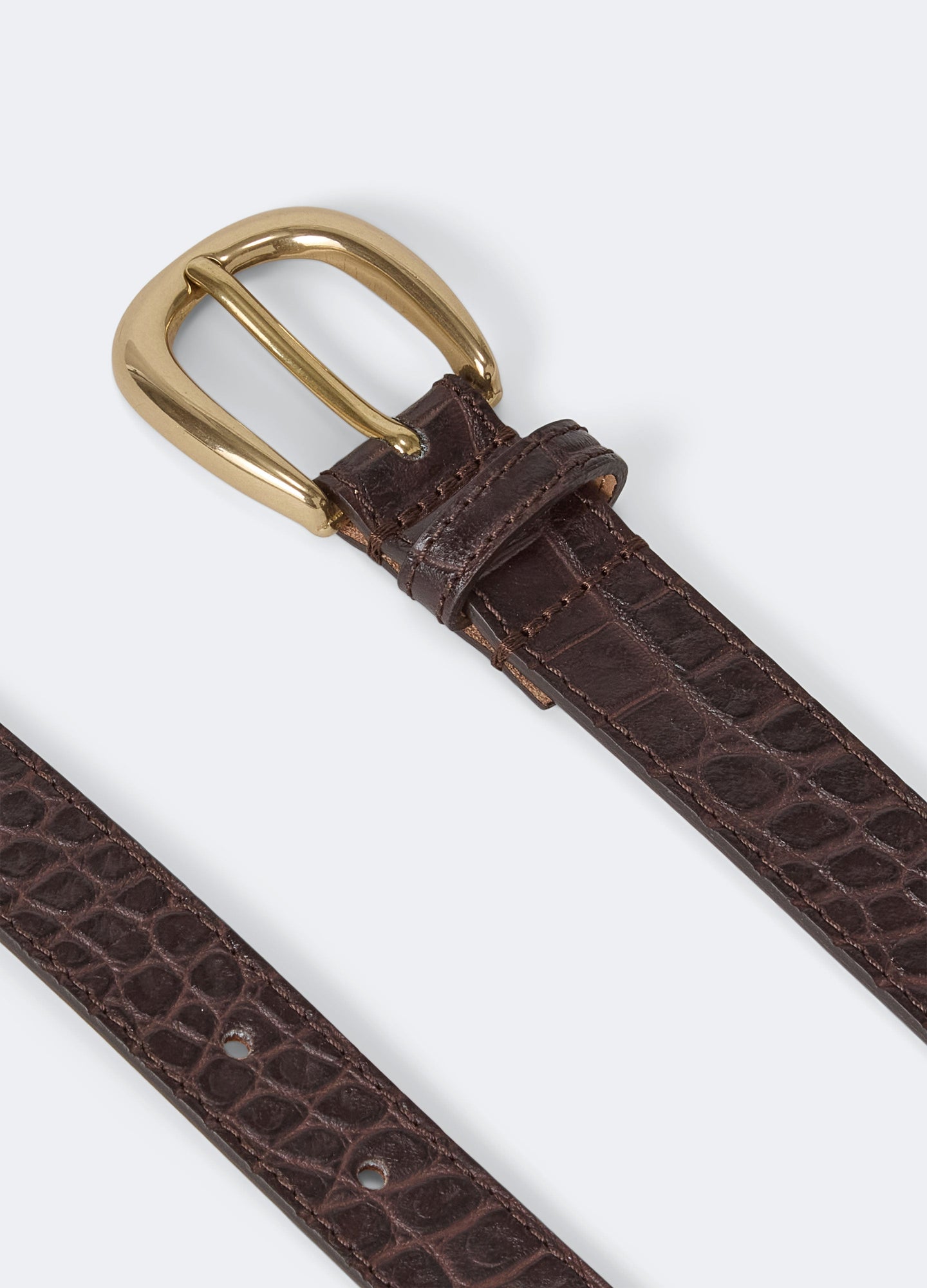 Leather Belt - Dark Brown Croco Berg & Berg