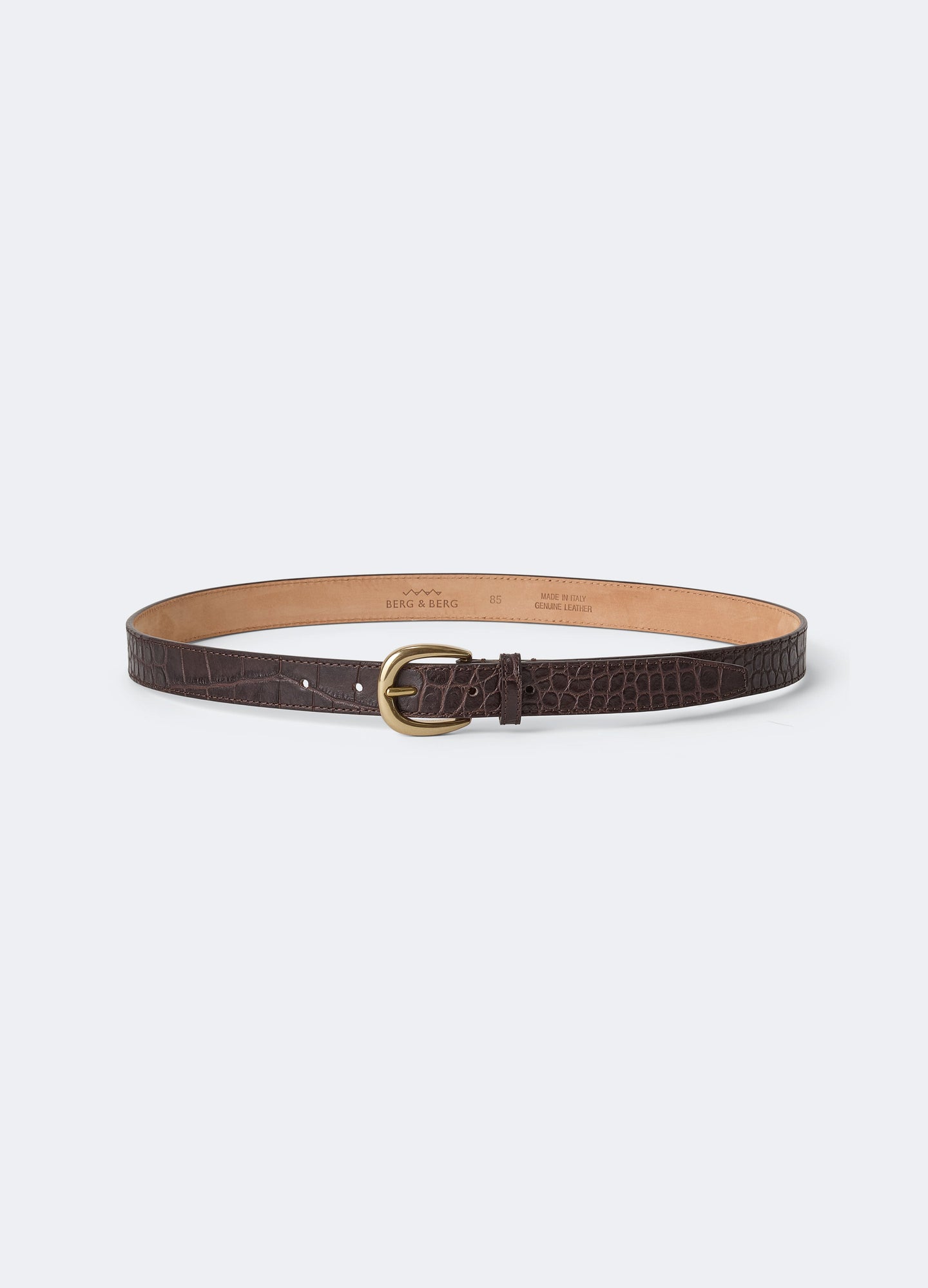 Leather Belt - Dark Brown Croco Berg & Berg