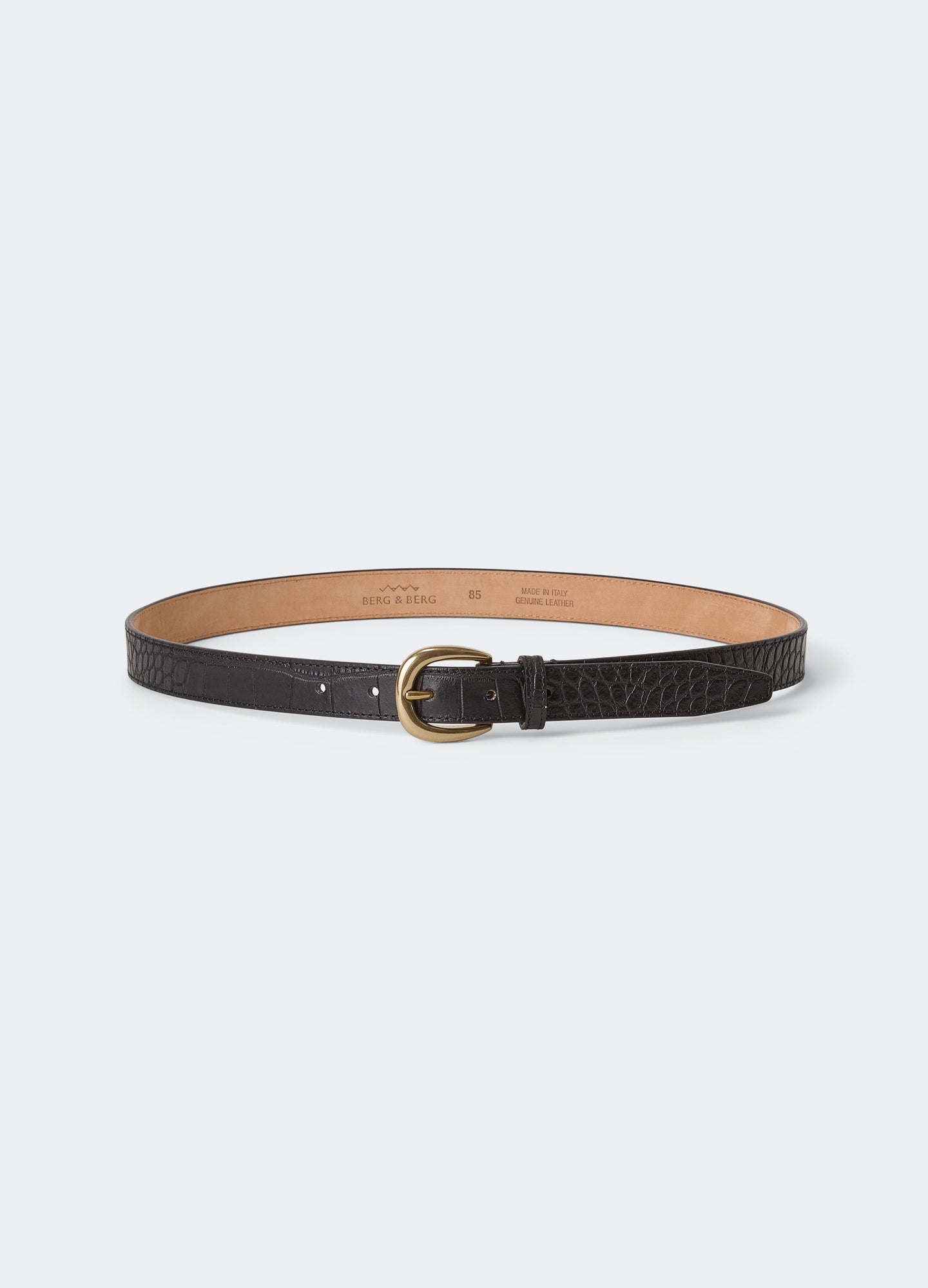 Leather Belt - Black Croco Berg & Berg