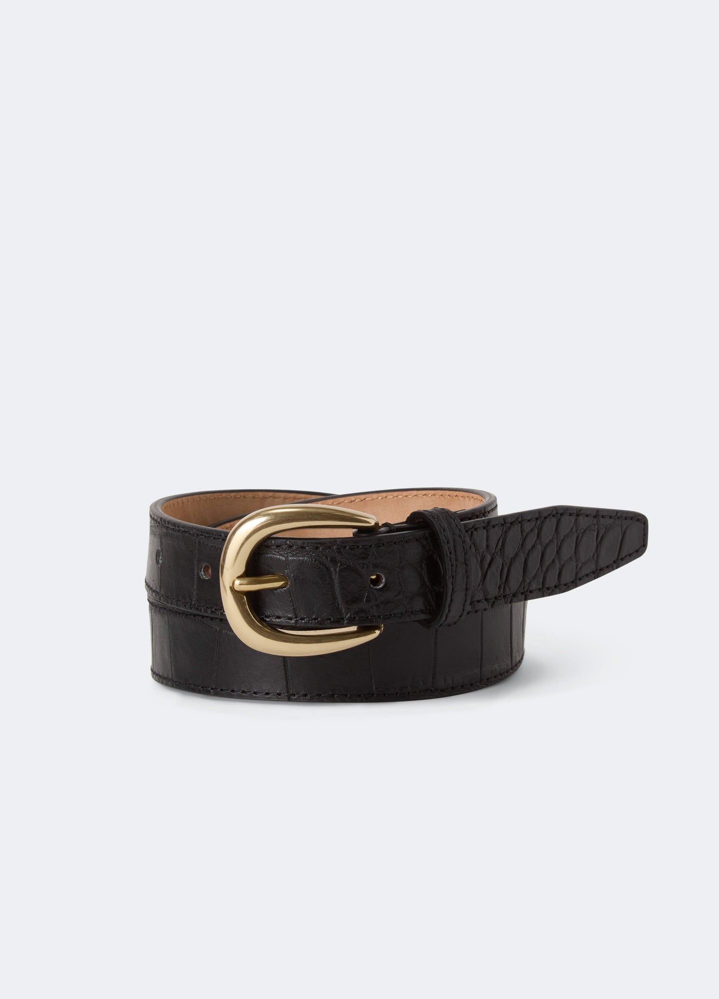 Leather Belt - Black Croco Berg & Berg