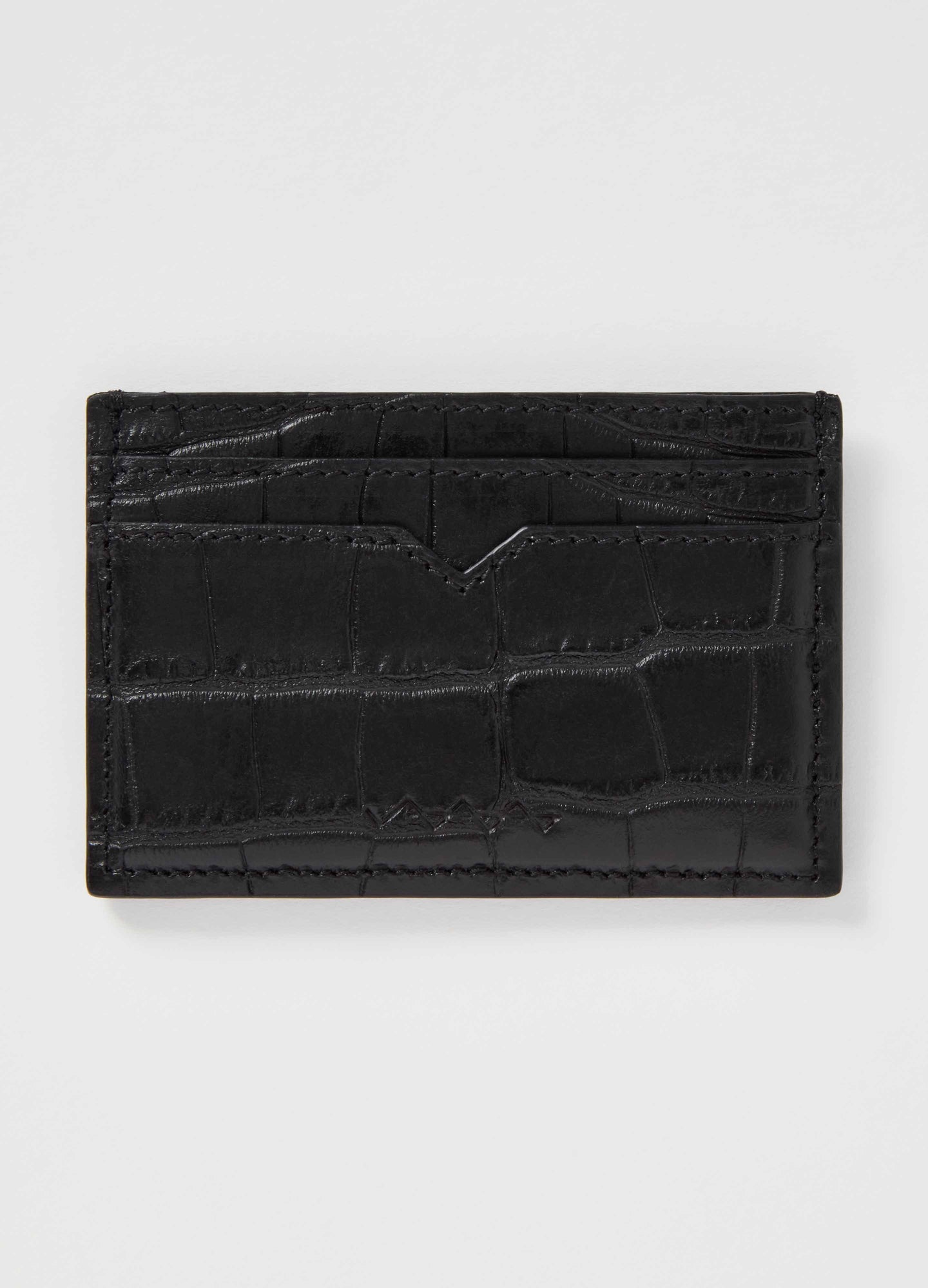 Croco Calf Credit Card Case - Black Berg&Berg