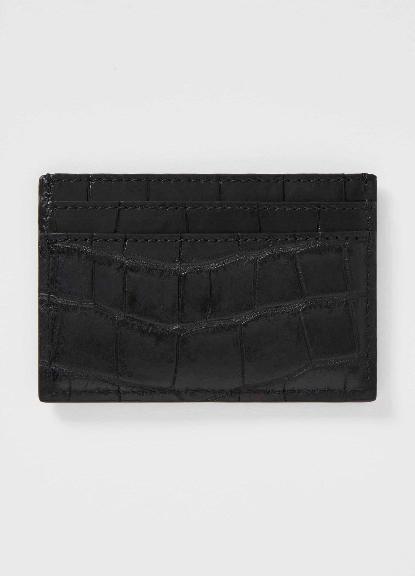 Croco Calf Credit Card Case - Black Berg&Berg