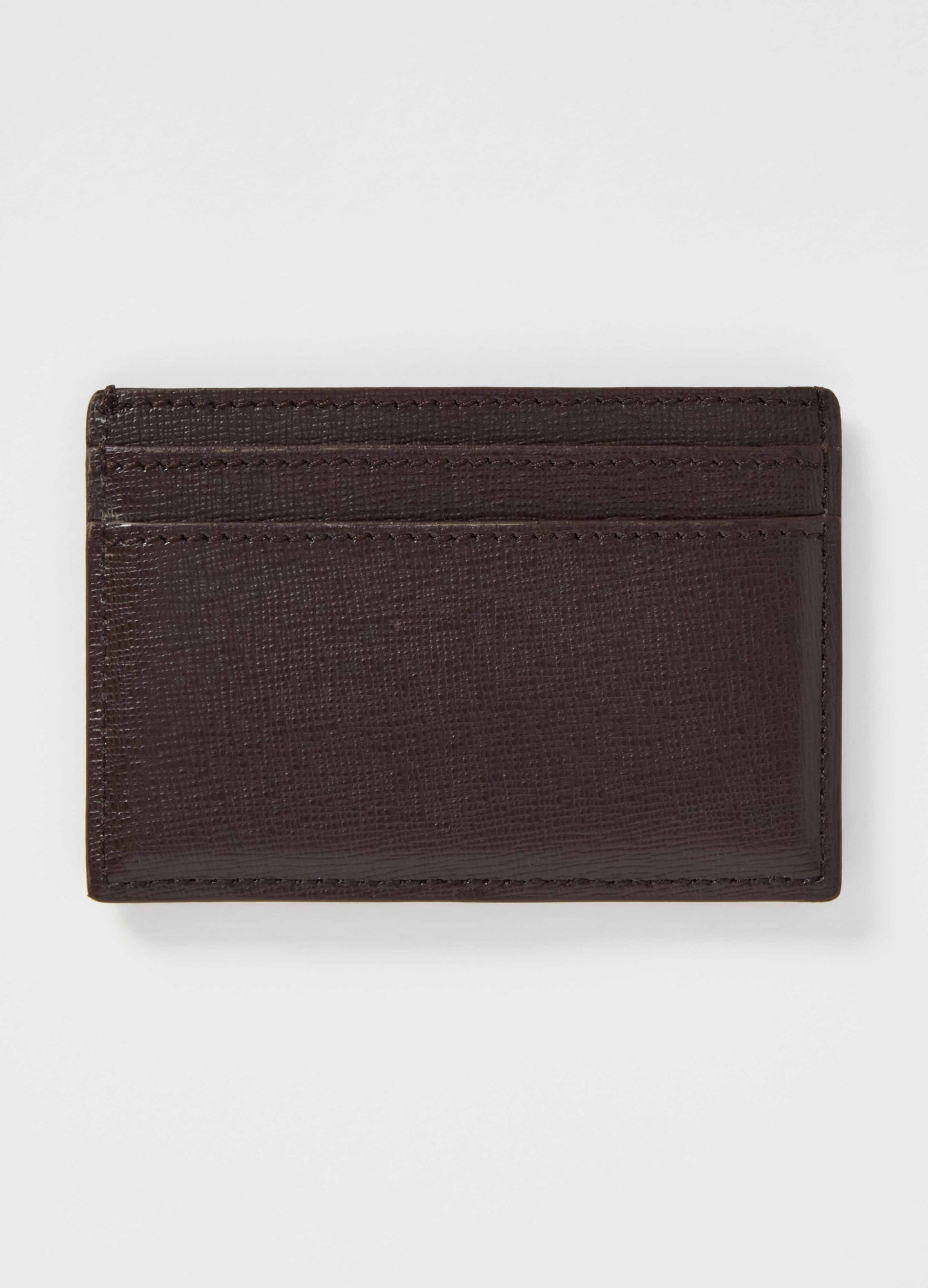 Saffiano Leather Credit Card Case - Dark Brown Berg&Berg