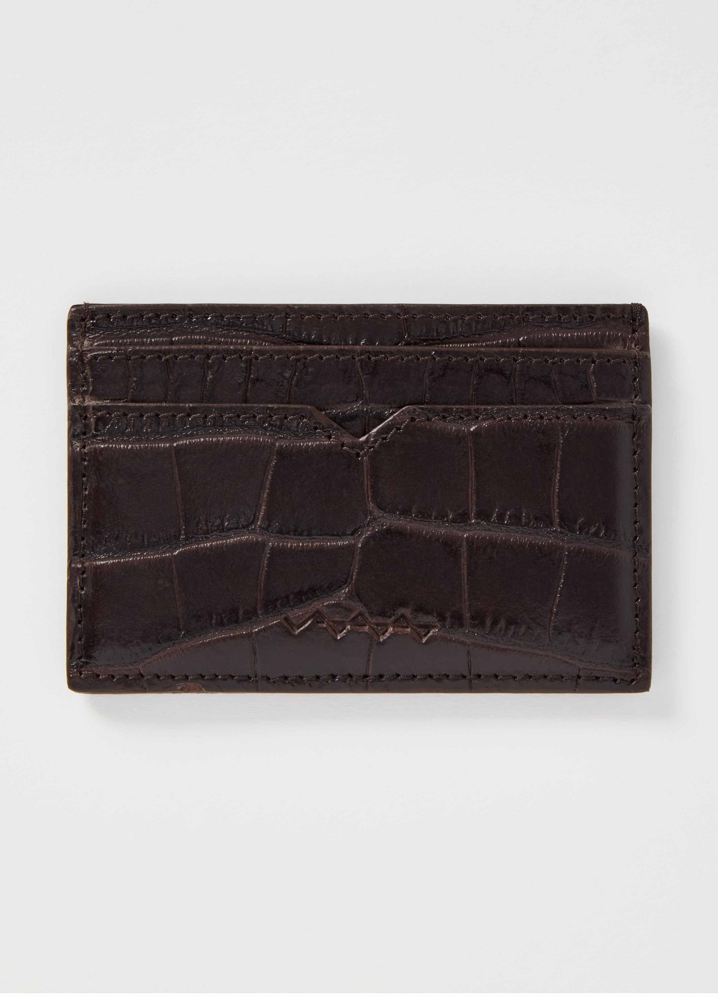 Croco Calf Credit Card Case - Dark Brown Berg&Berg