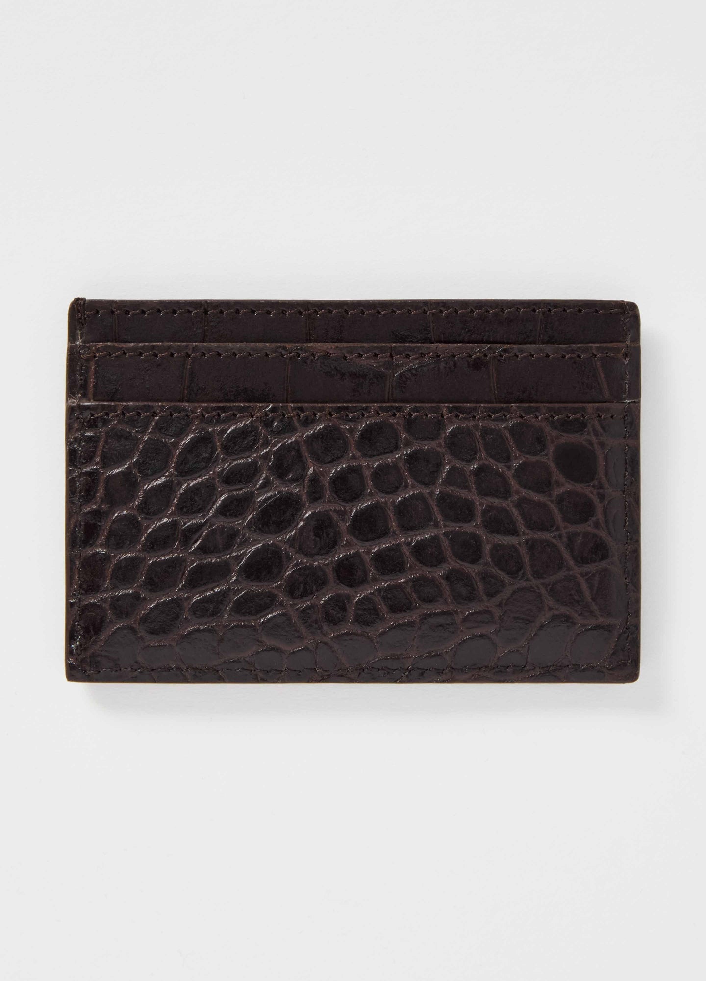 Croco Calf Credit Card Case - Dark Brown Berg&Berg