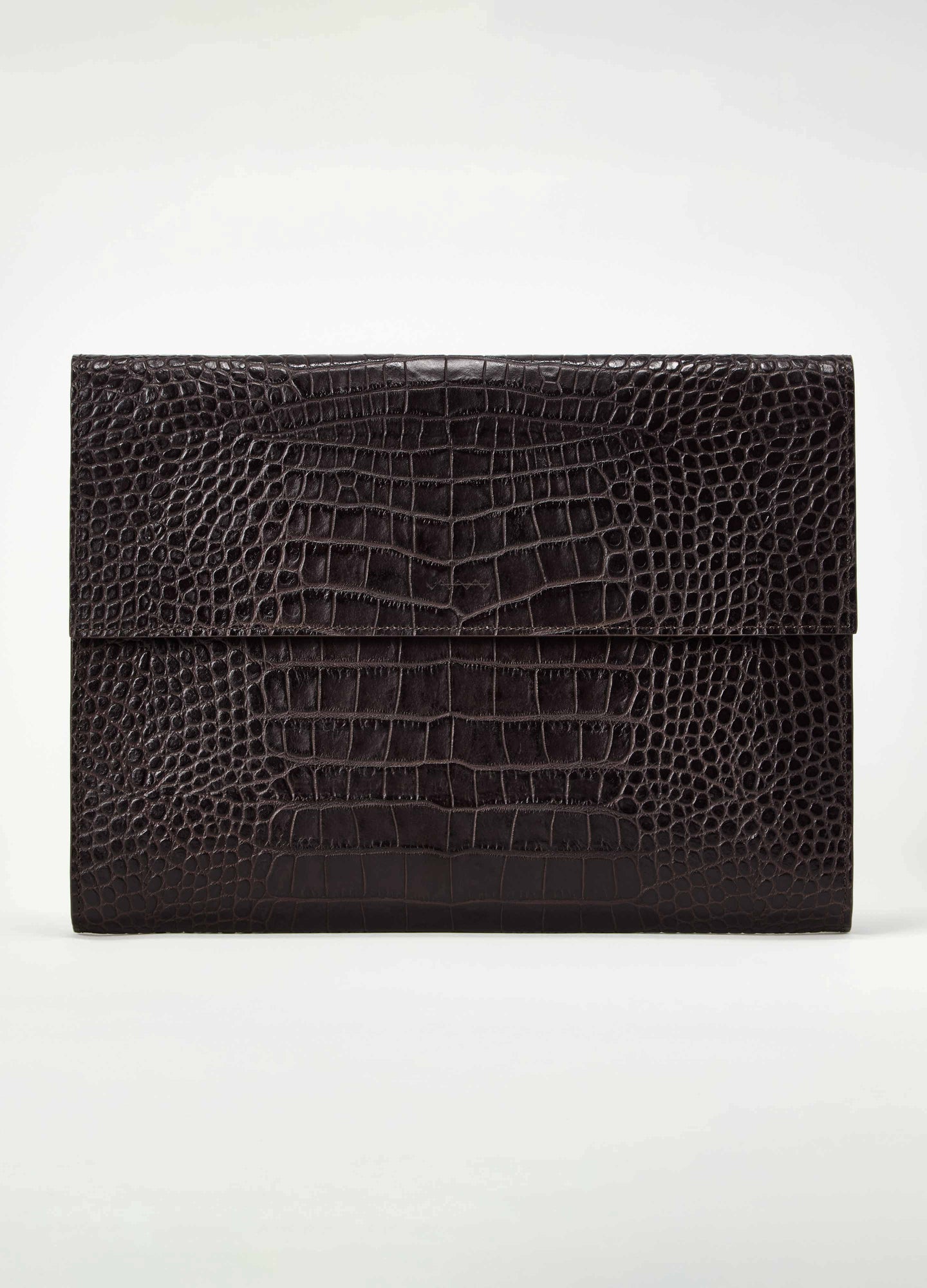Croco Calf Laptop Portfolio - Dark Brown Berg&Berg