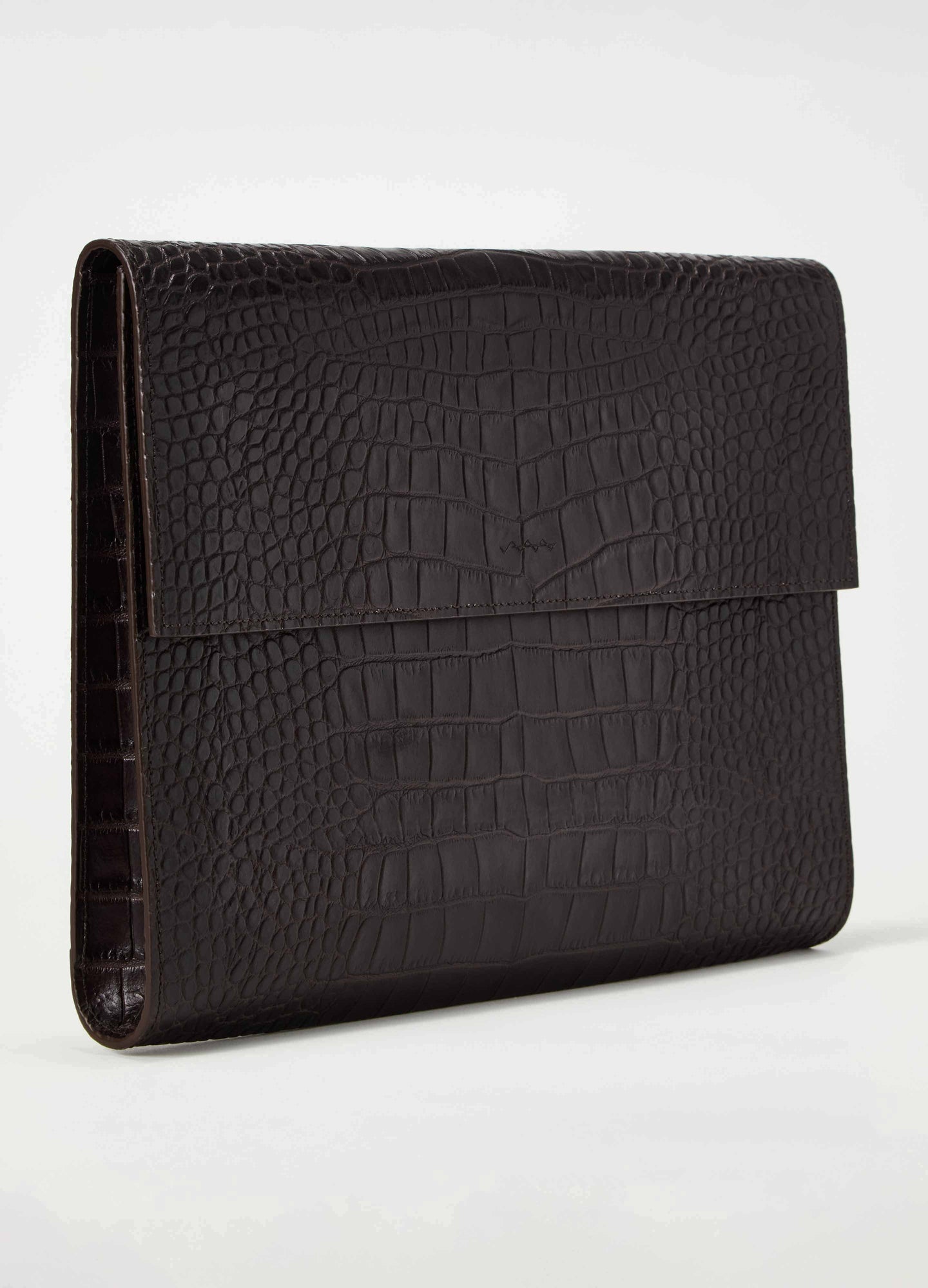 Croco Calf Laptop Portfolio - Dark Brown Berg&Berg