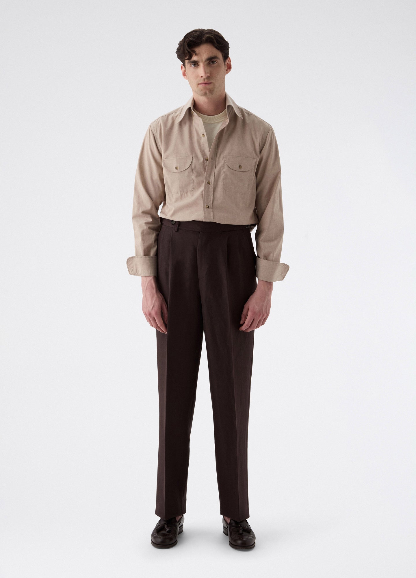 August Wool/Linen Trousers - Brown Berg & Berg