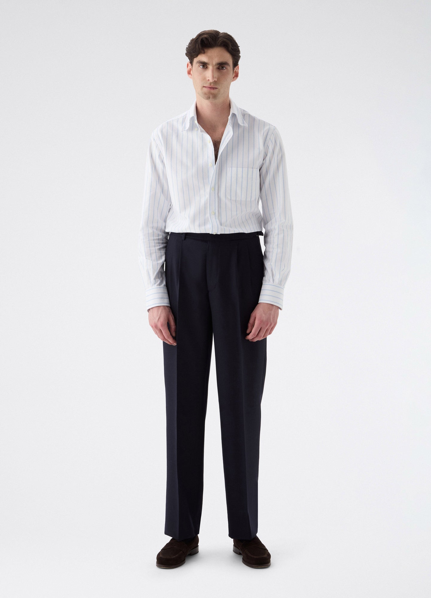 August High Twist Wool Trousers - Navy Berg & Berg