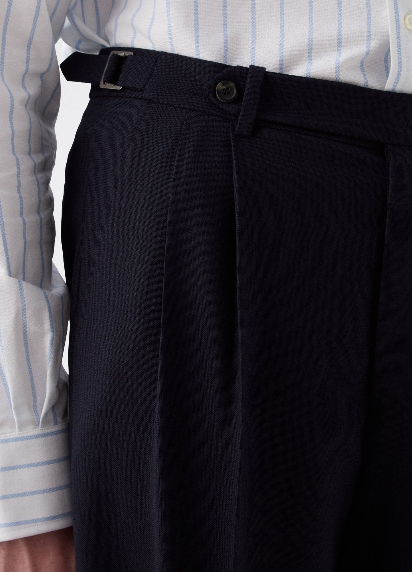 August High Twist Wool Trousers - Navy Berg & Berg
