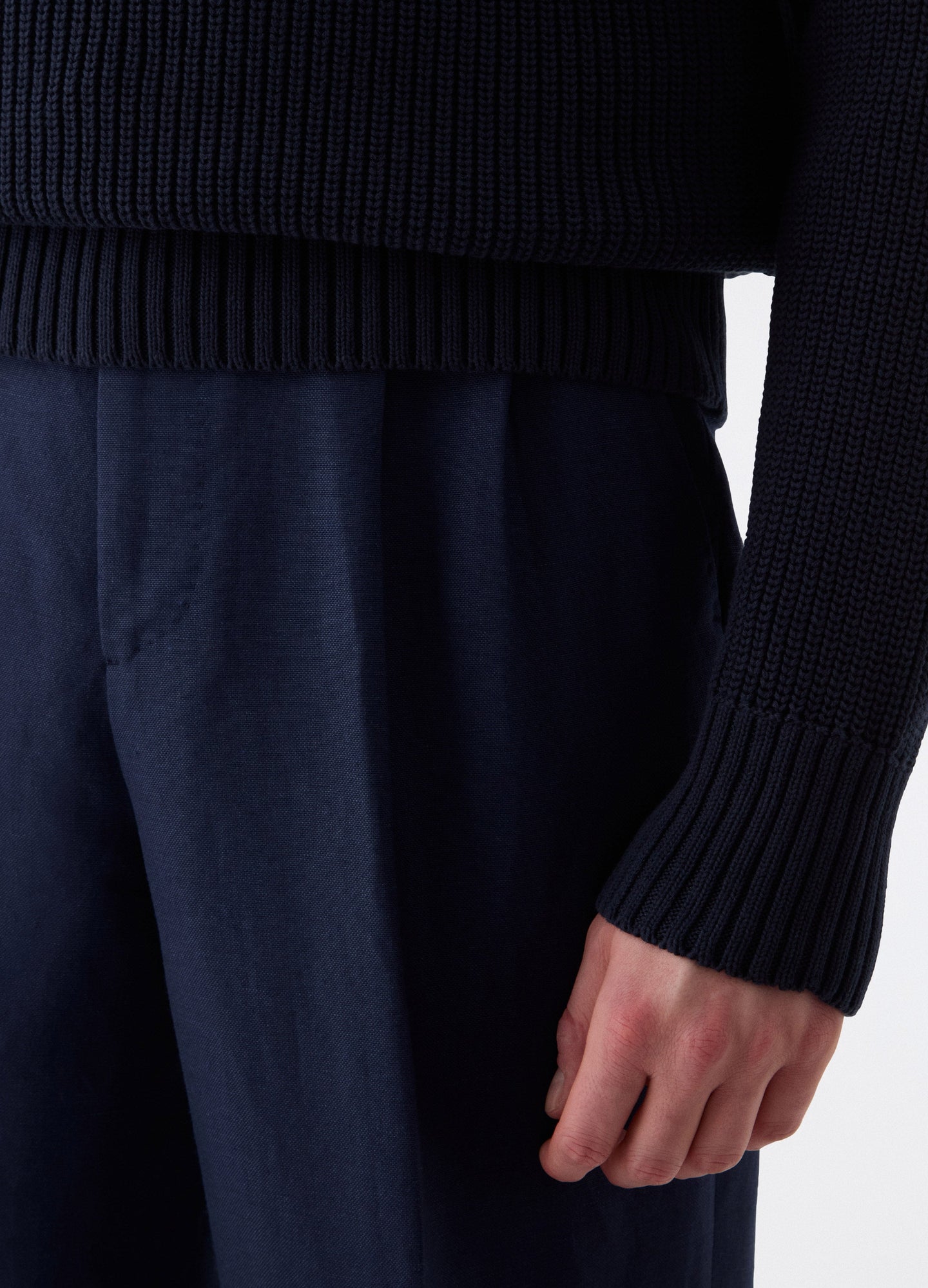 August Wool/Linen Trousers - Navy Berg & Berg