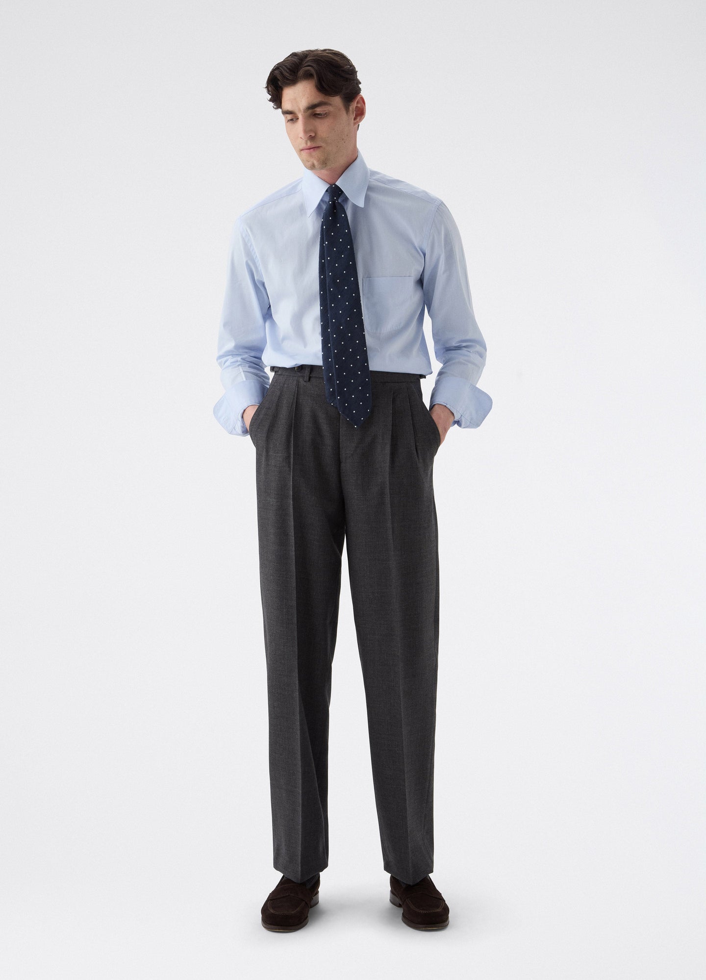 August High Twist Wool Trousers - Mid Grey Berg & Berg