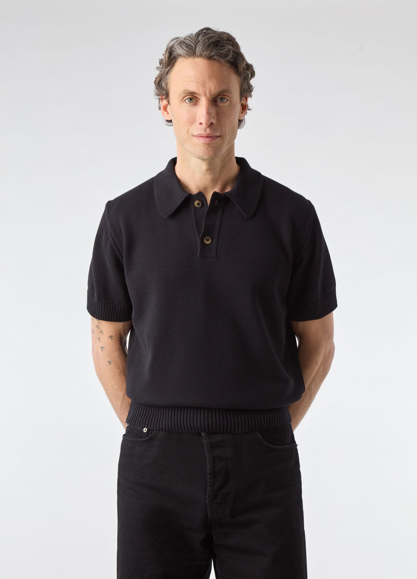 Bror Knitted Polo - Black | Berg & Berg
