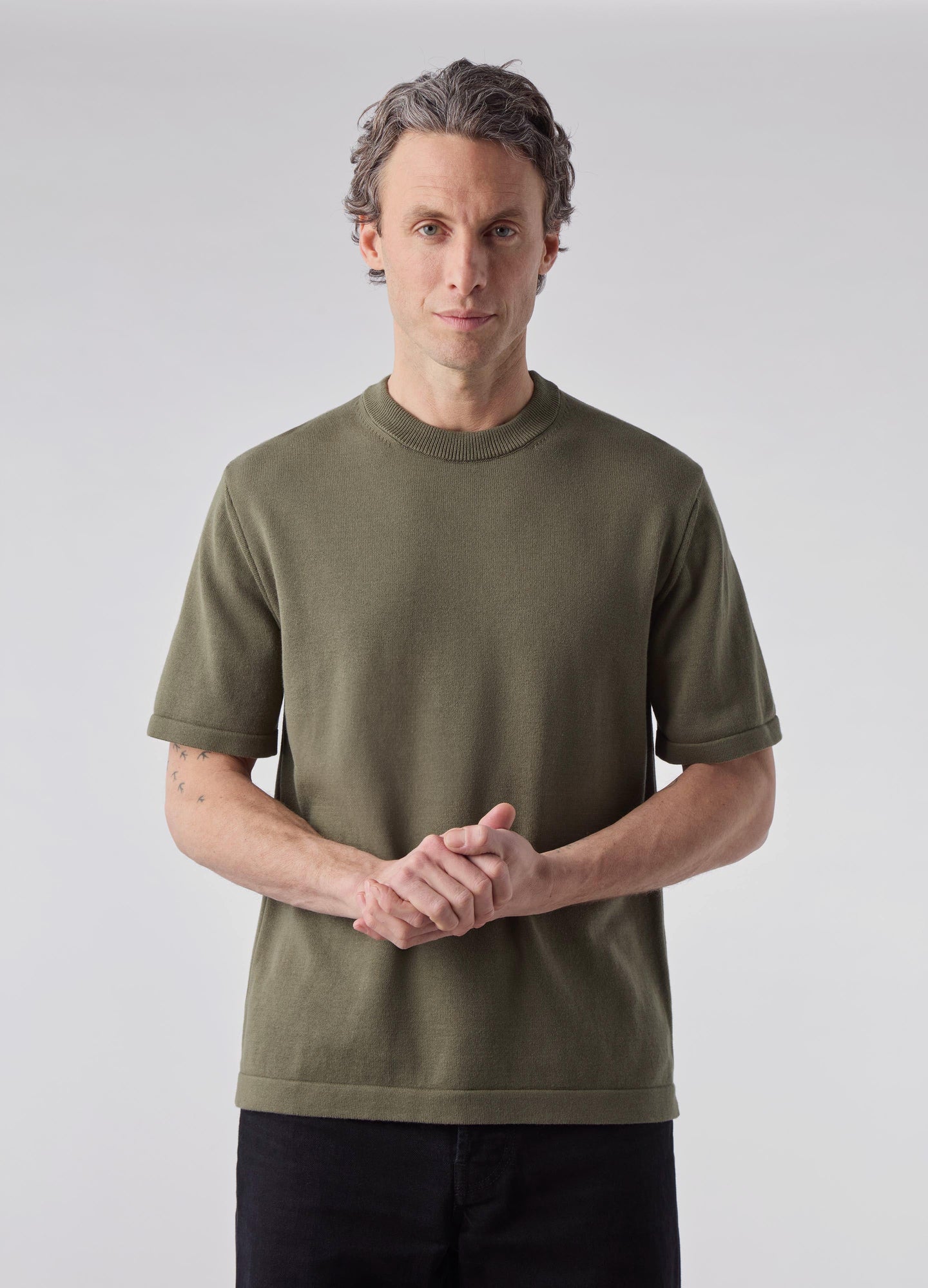 Bo Knitted T-Shirt - Olive | Berg & Berg