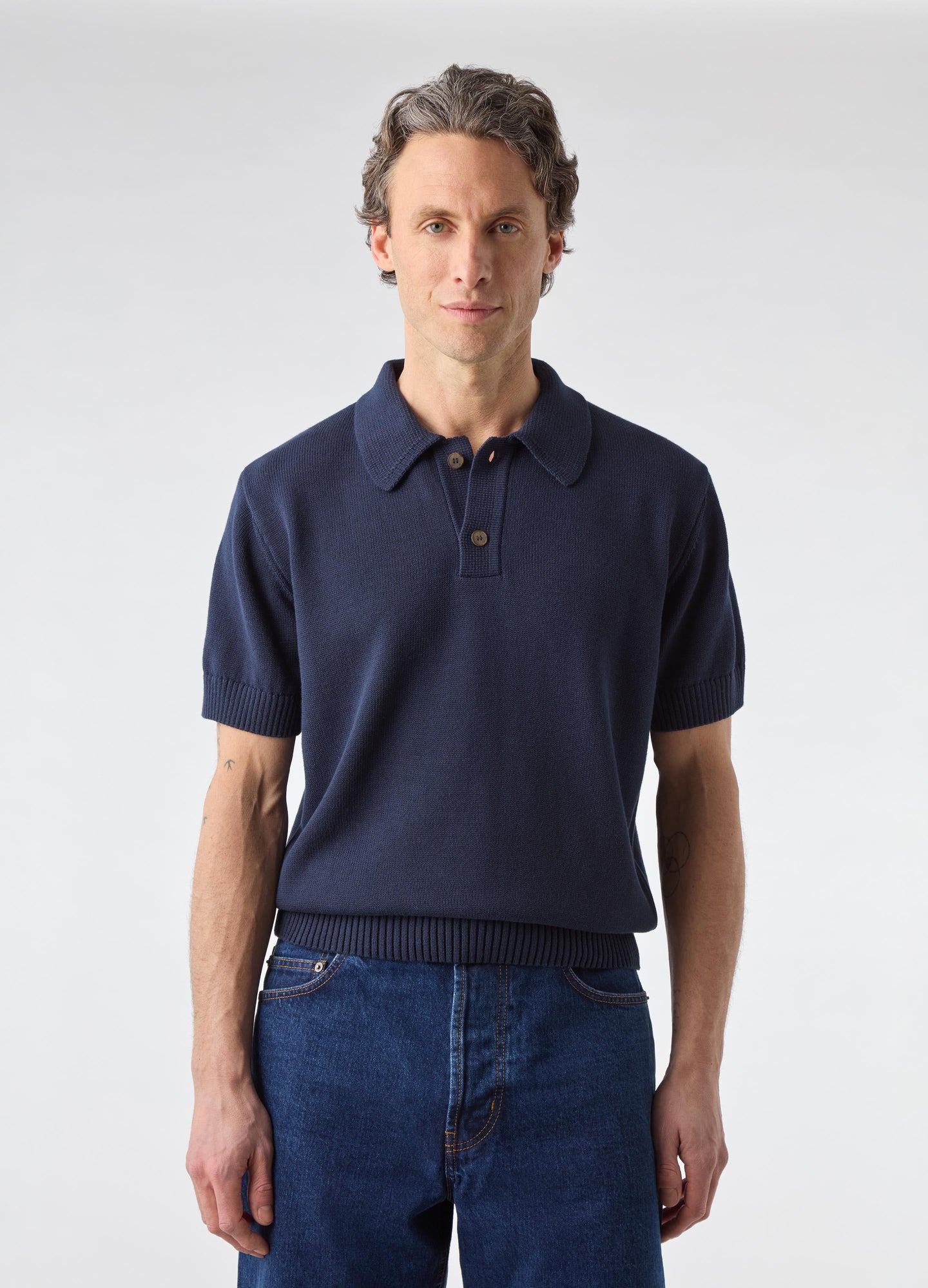 Bror Knitted Polo - Navy | Berg & Berg