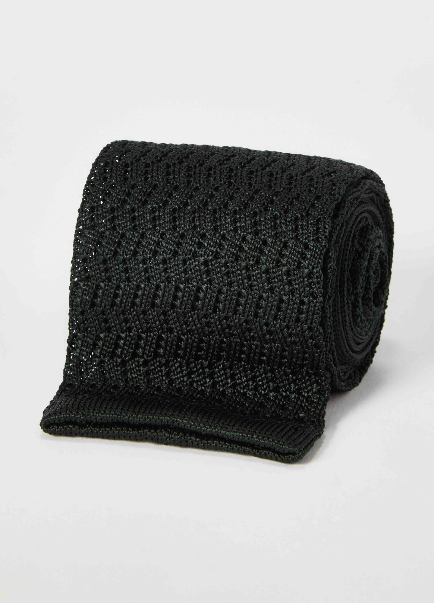 Knitted Zig Zag Tie - Bottle Green Berg & Berg