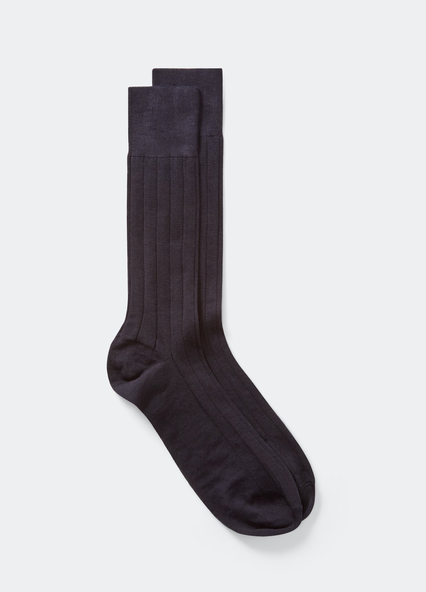 Wide Rib Wool Socks - Navy Berg & Berg