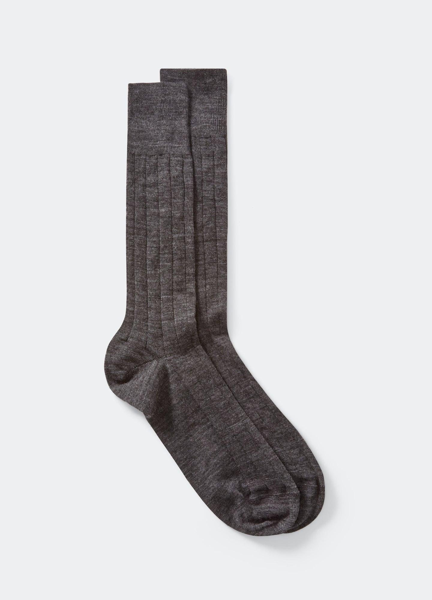 Wide Rib Wool Socks - Mid Grey Berg & Berg